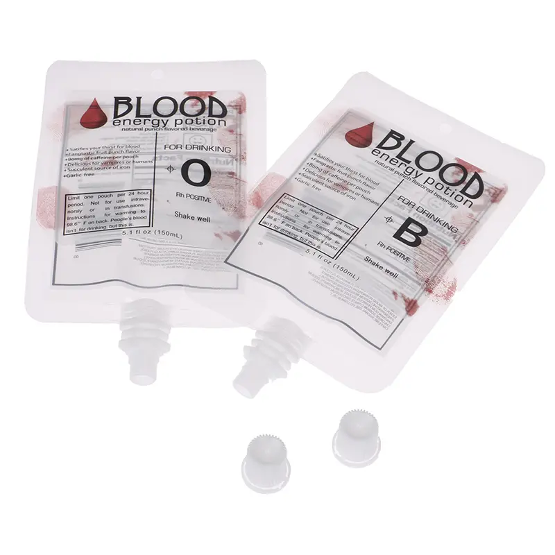 10PCS 150ml Halloween Decoration Beverage Container Bags Role-Playing Horror Vampire Blood Bag Props Zombie Beverage Bag Props
