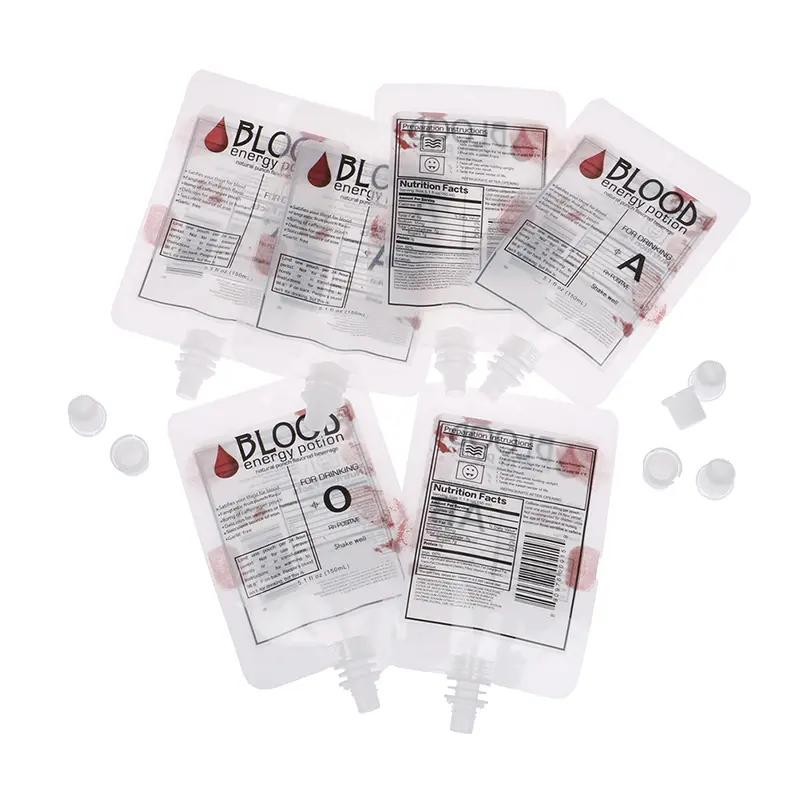 10PCS 150ml Halloween Decoration Beverage Container Bags Role-Playing Horror Vampire Blood Bag Props Zombie Beverage Bag Props