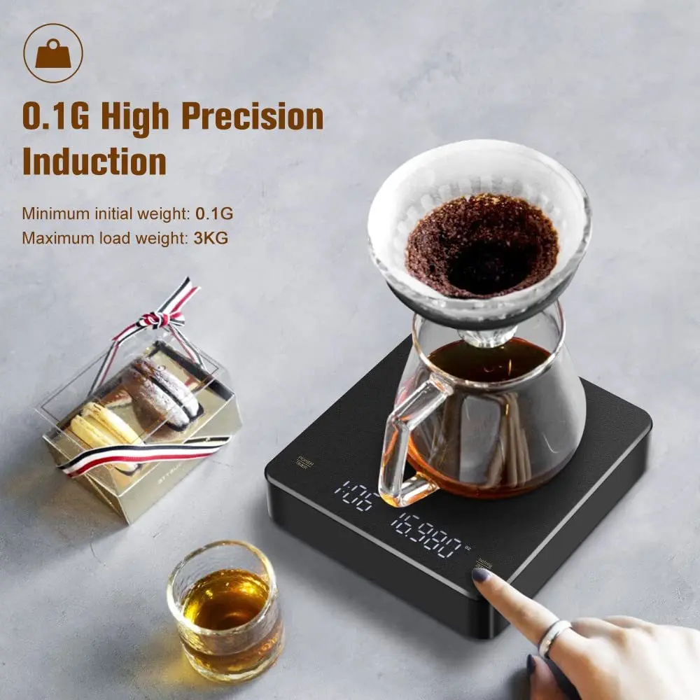Intelligent Mini Brewed Coffee Electronic Scale With Timer LED Screen Digital Coffee Scale 0.1g Precision Coffee Kitchen Scale