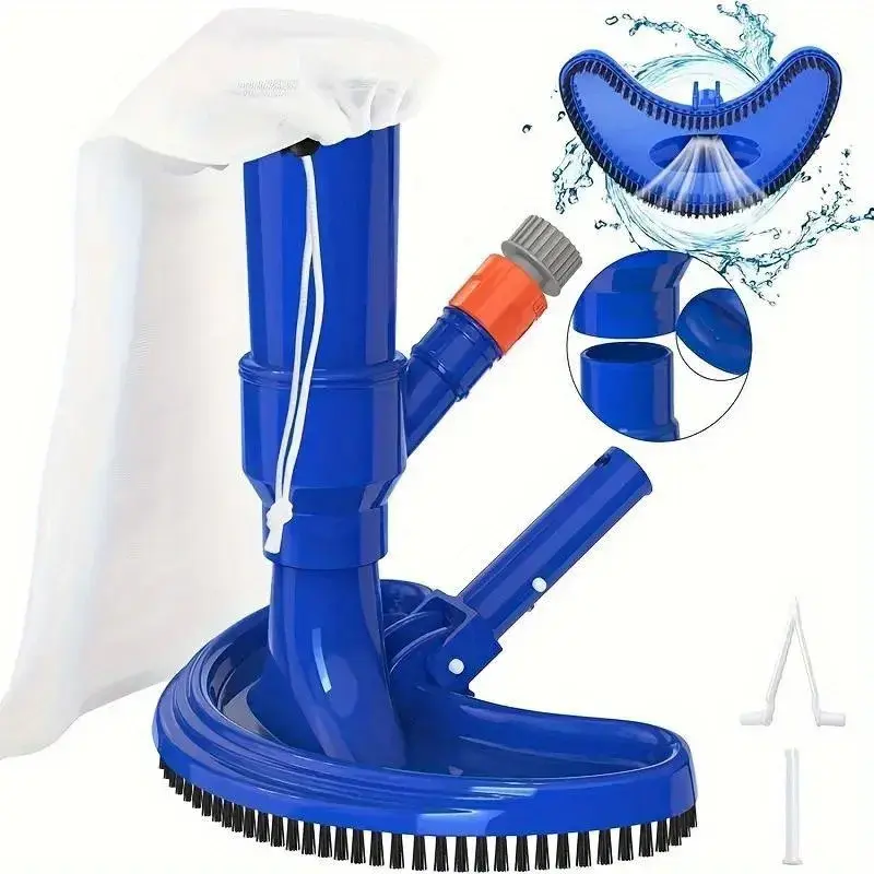 Professional Pool Vacuum Cleaning Tool with Brush Bag Portable Pool Vacuum Jet Underwater Cleaner Hot Spring Cleaning Brush