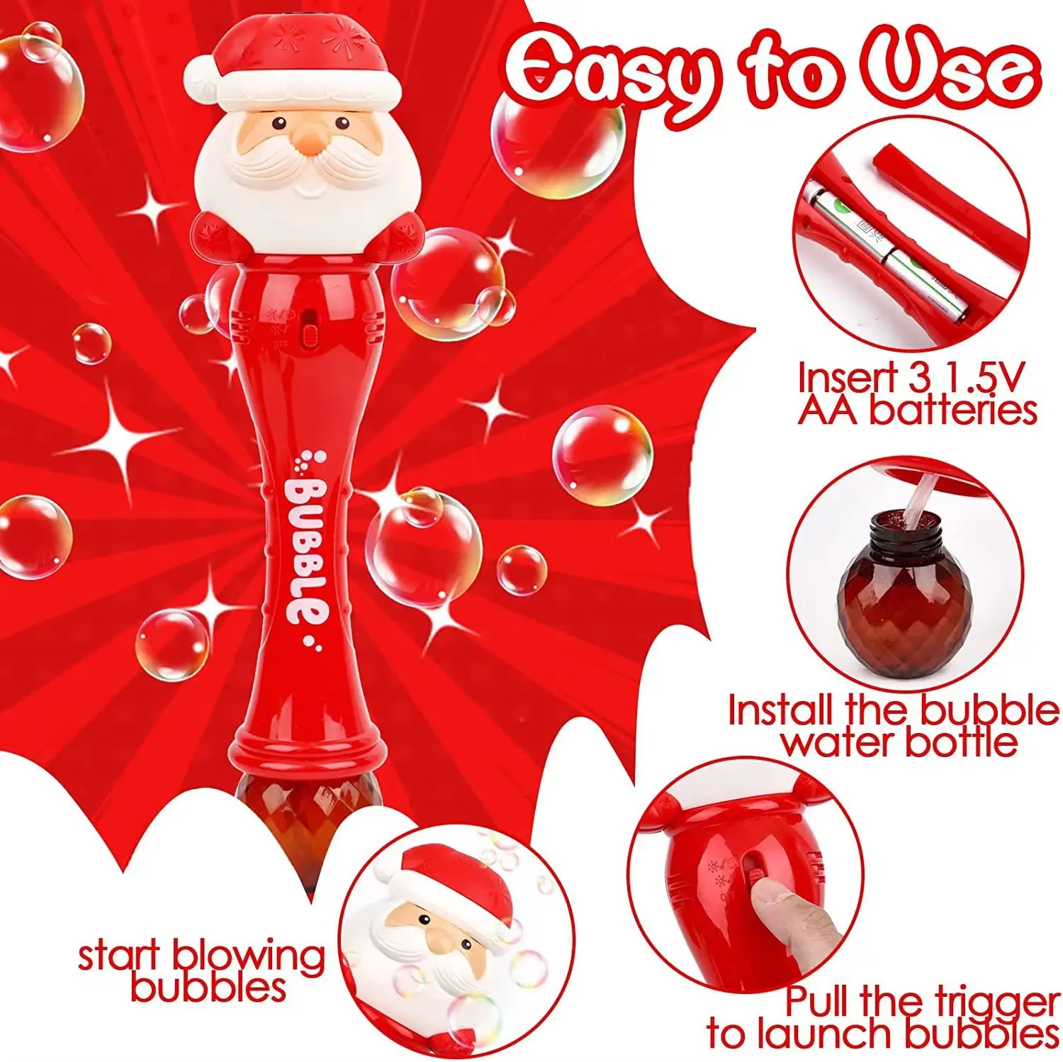 Halloween Bubble Stick Electric Bubble Machine Glowing Pumpkin Snowman Santa Claus Magic Stick Children's Christmas Toy Gift