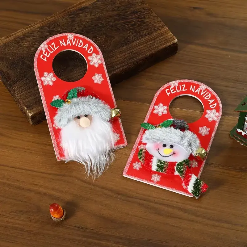 Christmas Party Decoration Cartoon Door Handle Decoration Santa Claus Reindeer Snowman Door Number Pendant Home Decoration