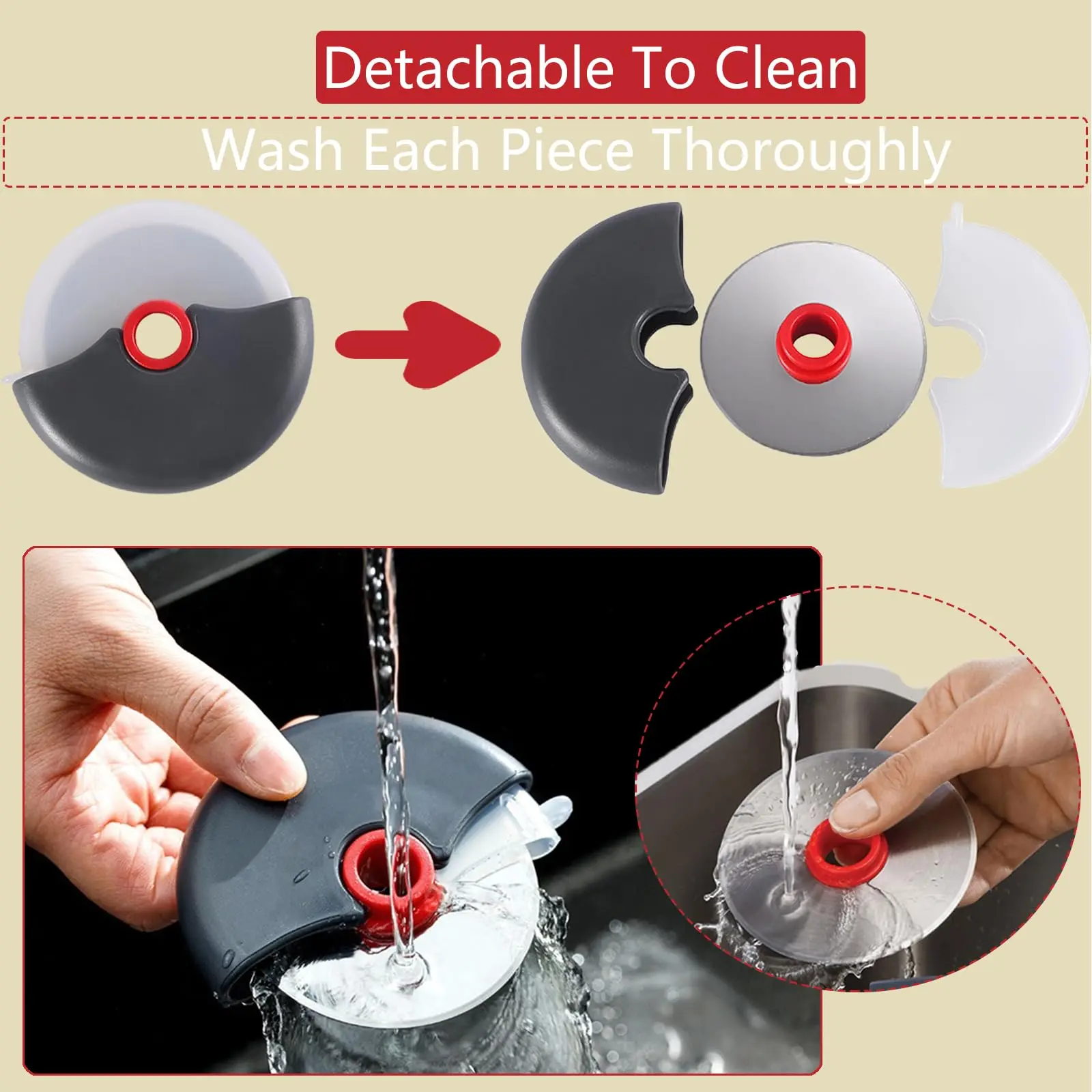 Steel Circular Roller Pizza Cutter with Protective Cover Cutting Machine Multi-purpose Pizza Dough Slicing Baking Kitchen Tool
