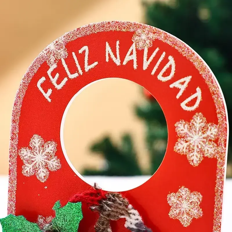 Christmas Party Decoration Cartoon Door Handle Decoration Santa Claus Reindeer Snowman Door Number Pendant Home Decoration