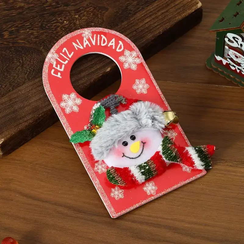 Christmas Party Decoration Cartoon Door Handle Decoration Santa Claus Reindeer Snowman Door Number Pendant Home Decoration