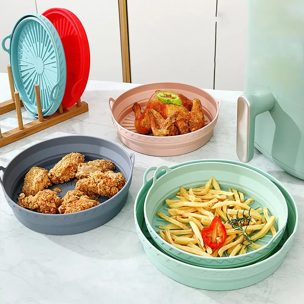 Air Fryer Mat Silicone Baking Tray Multi Functional Barbecue Mat Reusable Heat-resistant Baking Tray Mat Foldable Space Saving