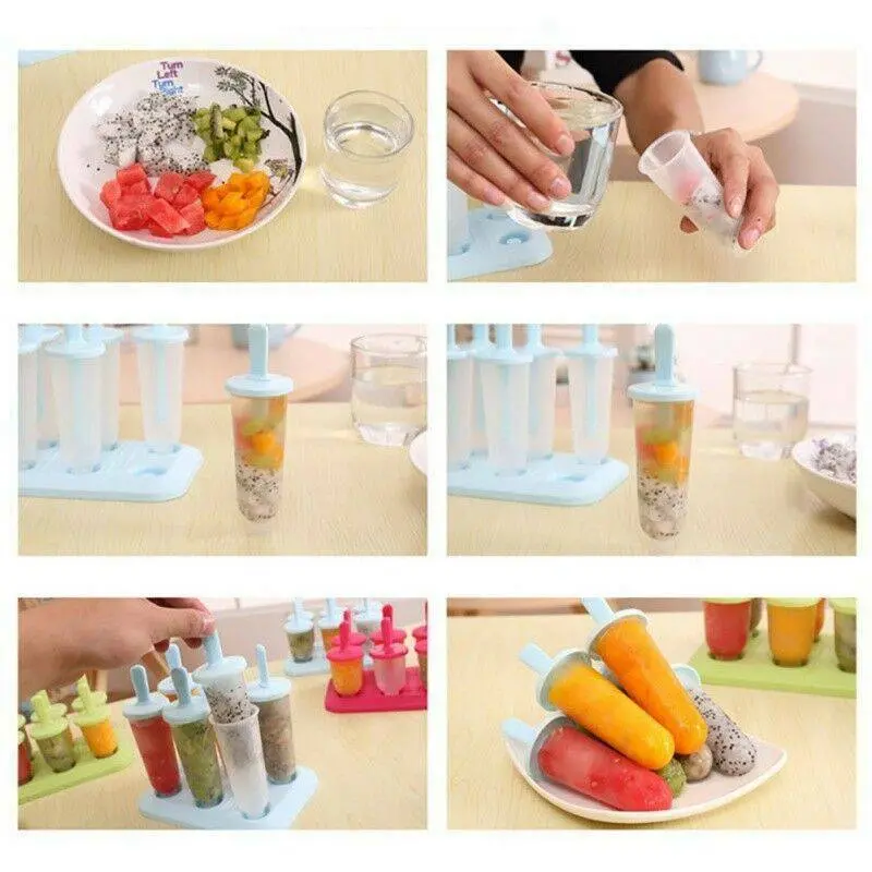 Six in One Summer Ice Cream Elliptical Mold Handmade Children's Ice Cream Mold Household Ice Stick Qualification Ice Cream Block