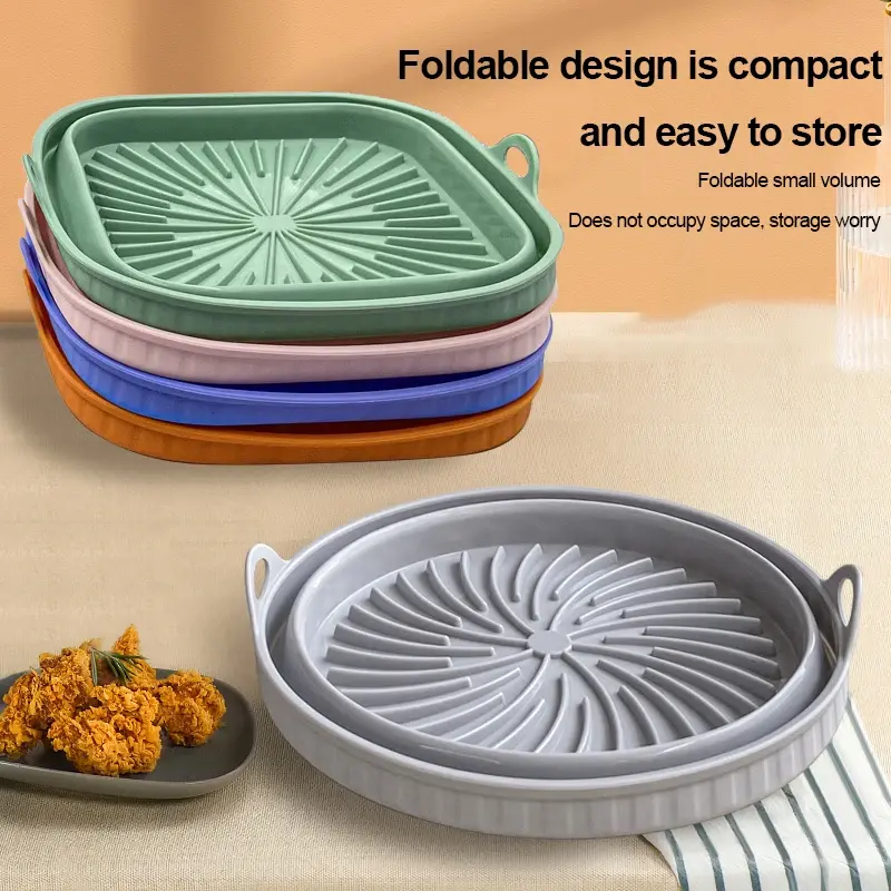 Air Fryer Mat Silicone Baking Tray Multi Functional Barbecue Mat Reusable Heat-resistant Baking Tray Mat Foldable Space Saving