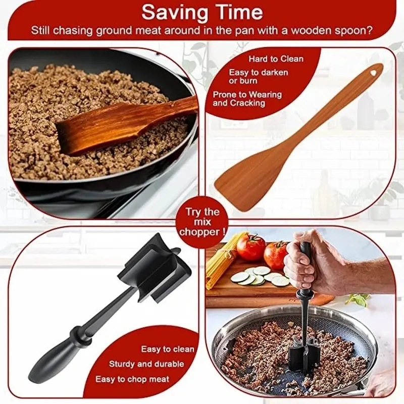 Meat Pounding Shovel Handheld Meat Cutter Salad Mixer Meat Pounder Rice Mixer Meat Mincing Shovel Household Kitchen Accessories