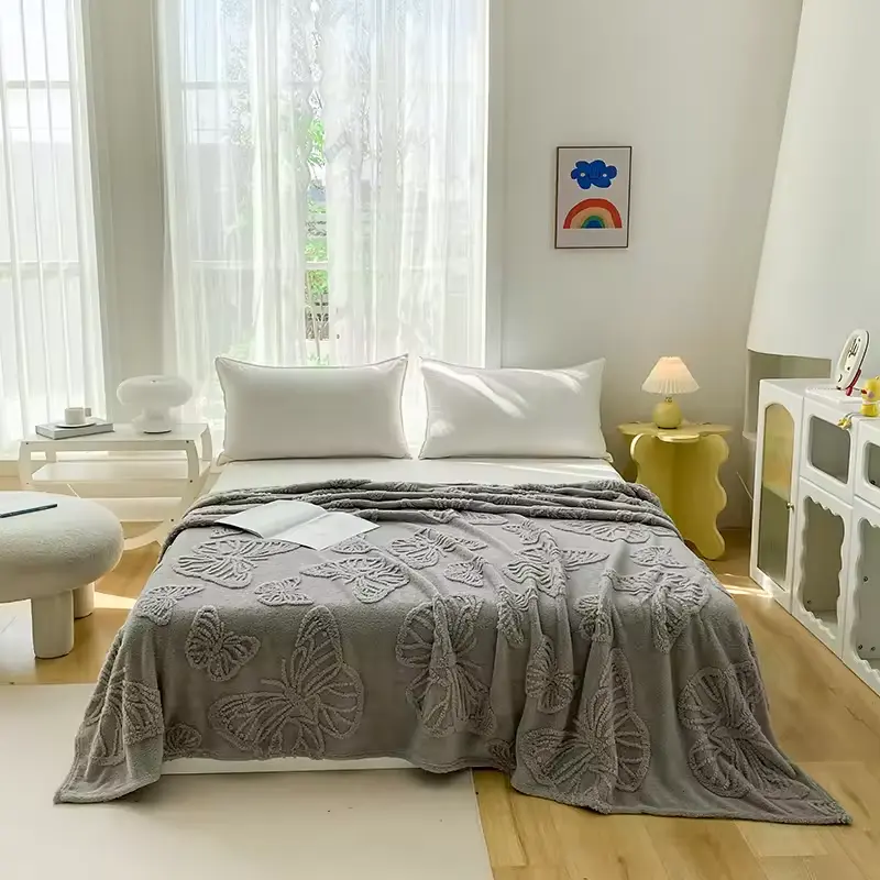 3D Butterfly Jacquard Breathable Cooler Quilt New Double Sided Cooling Blanket Skin-Friendly Cold Effect Conditioning Quilt