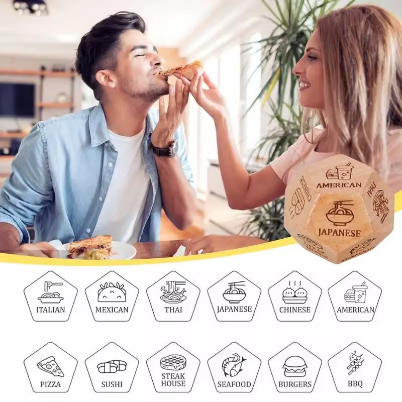 Board Game Wooden Dice Food Dice Food Dice Game Creative Couple Anniversary Prediction Decision Making What to Eat Funny Gifts