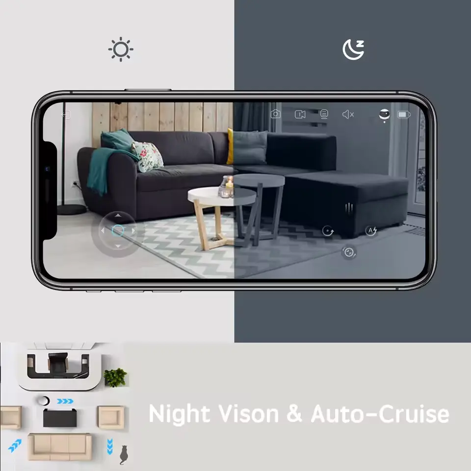 Automatic charging Pet monitoring camera mobile indoor wireless camera two-way communication night vision 1080P SD card storage