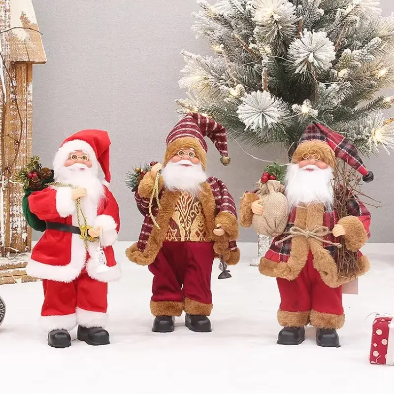 Santa Claus Doll Children's Christmas Gift Mini Christmas Tree Decoration Cartoon Fabric Plush Standing Christmas Doll Pendant