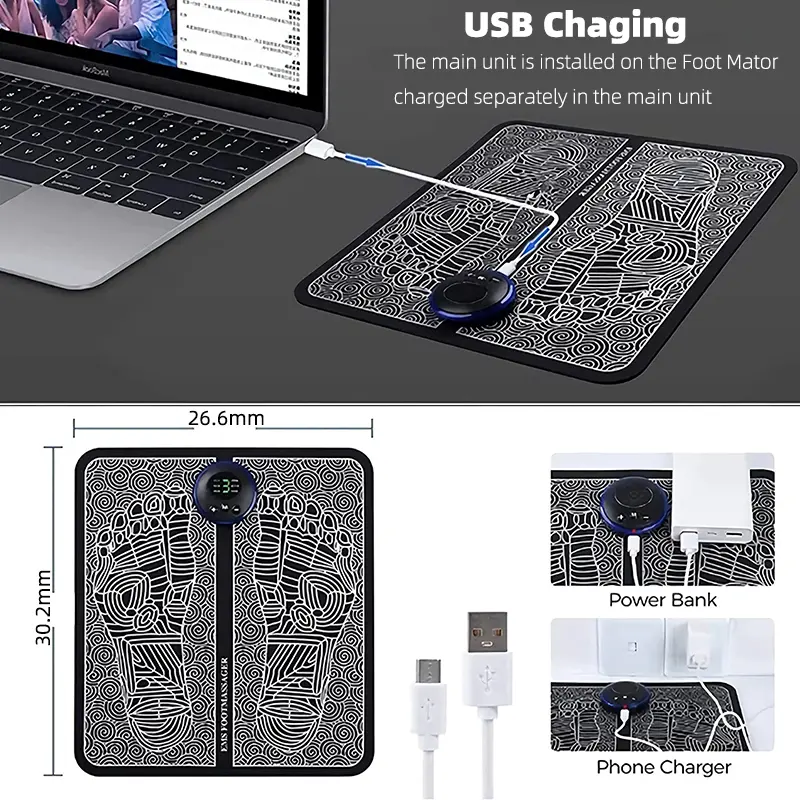 Rechargeable Foot Massage Pad  Acupoint Electric Relieves Foot Pain Electric Stimulates Muscles Improves Blood Circulation