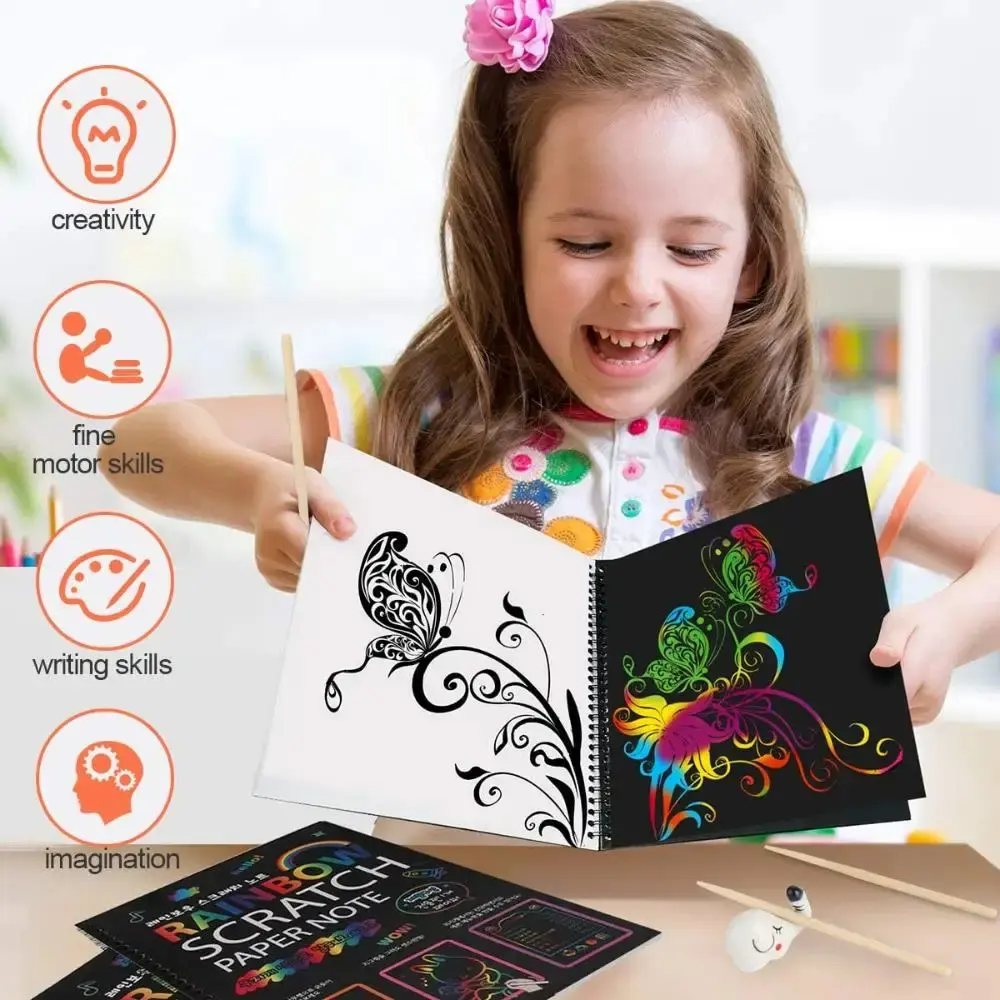 Rainbow Magic Children's Scratch Paper Set Art Colorful Scratch Drawing Toy Color Drawing Book Children's DIY Graffiti Book