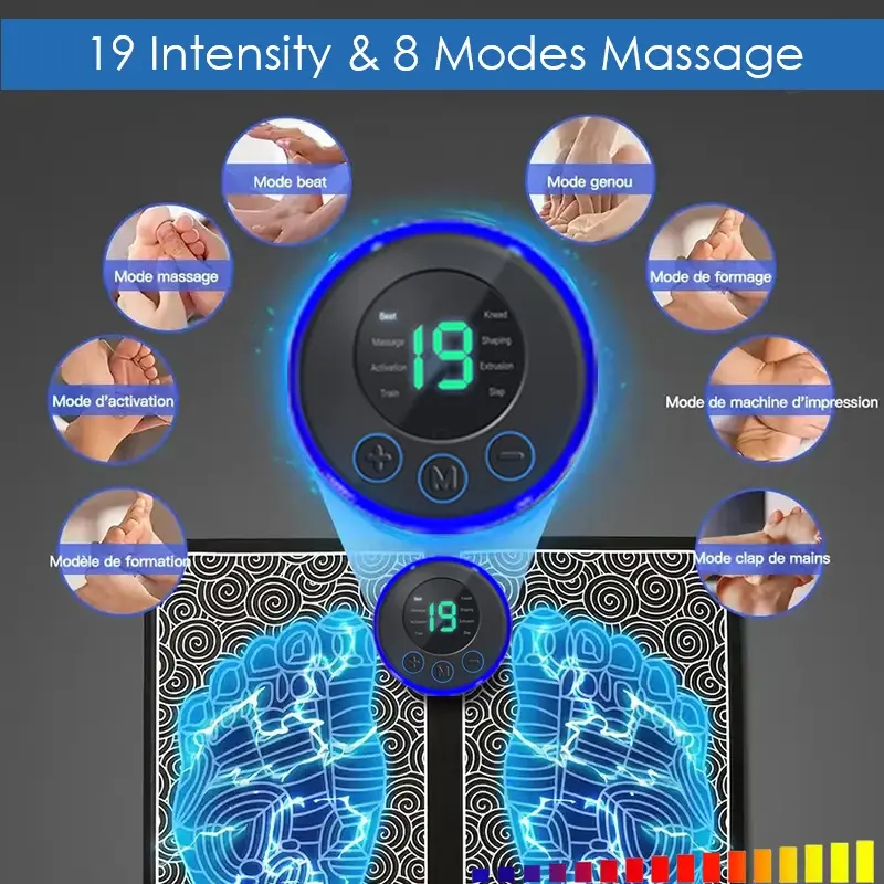 Rechargeable Foot Massage Pad  Acupoint Electric Relieves Foot Pain Electric Stimulates Muscles Improves Blood Circulation