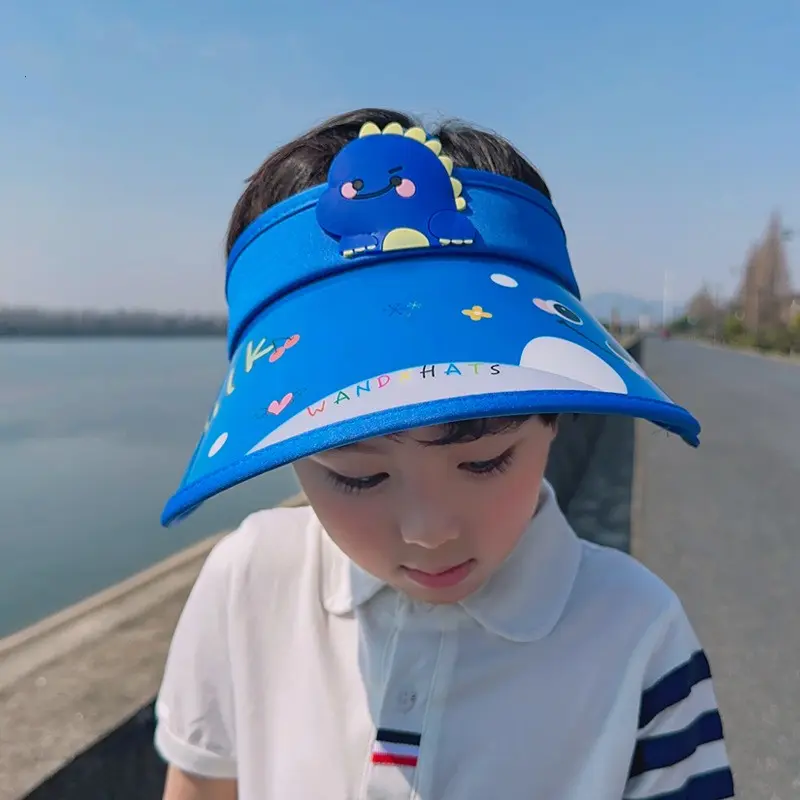Summer Children's Sunshade Hat with Fan USB Rechargeable Sunshade Hat Cartoon Cute Outdoor Children's Large Brim Empty Top Hat