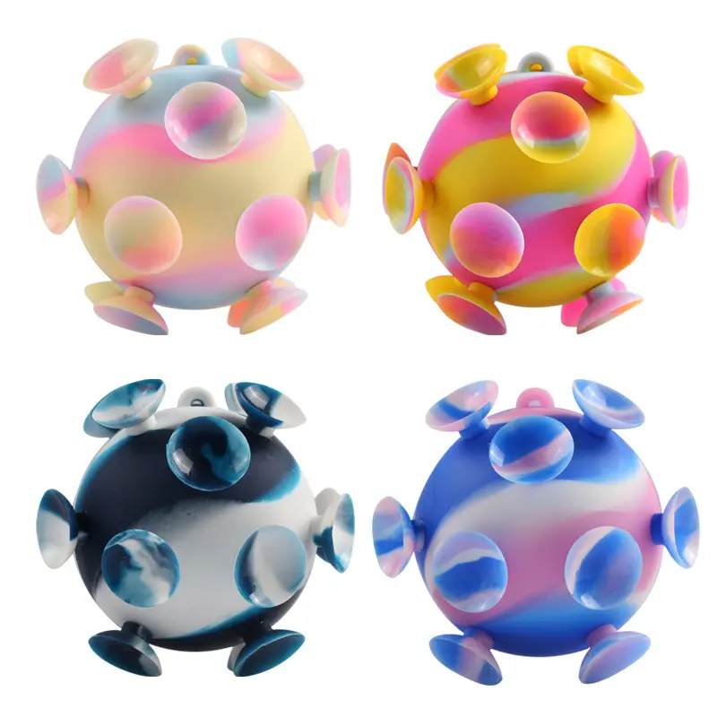 3D Suction Cup Ball Silicone Suction Cup Ball Colorful Small Size Easy to Carry Magic Pressure Reducing Toy Children's Gift Toy
