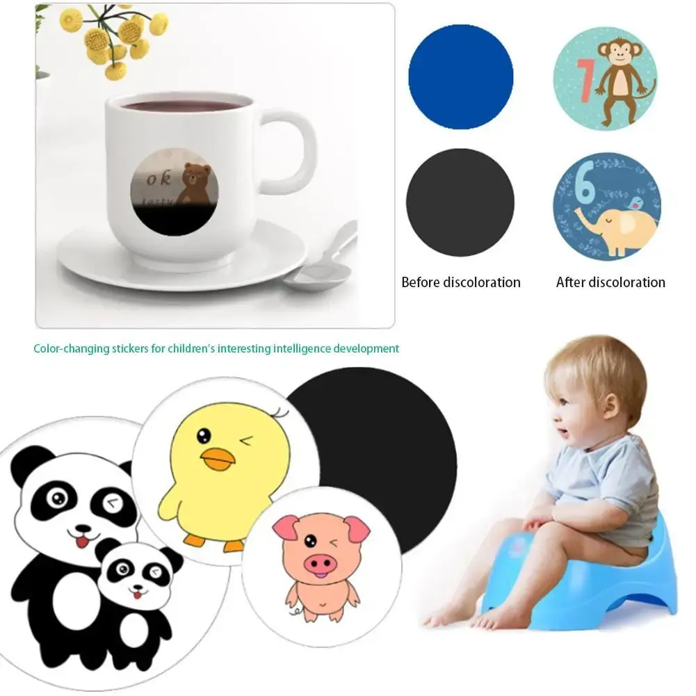 5pcs Cartoon Pee Target Pot Sticker Children's Heat Sensitive Color Changing Sticker Children's Walking Pot Training Sticker