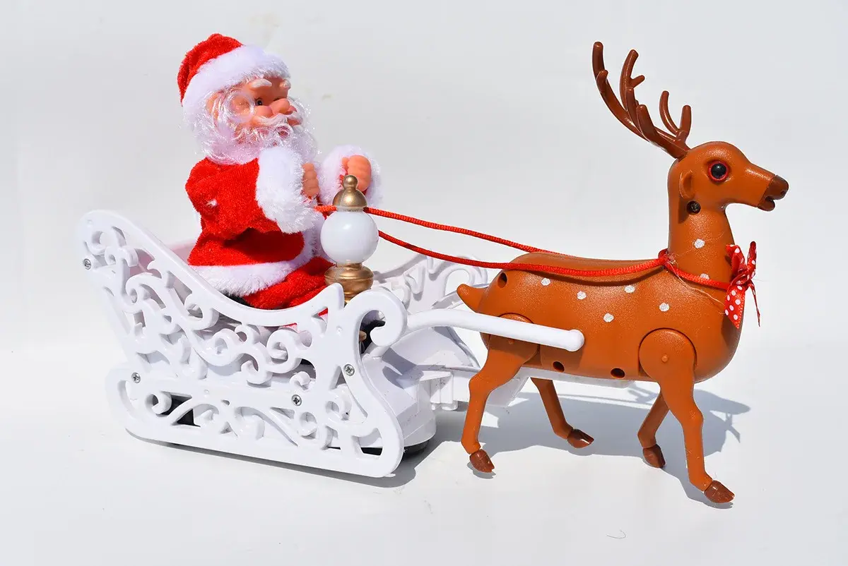 Santa Claus Doll Elk Sled Toy Elk Pull Sled Santa Claus Music Dance Doll Toy Christmas Electric Doll Family Christmas Decoration