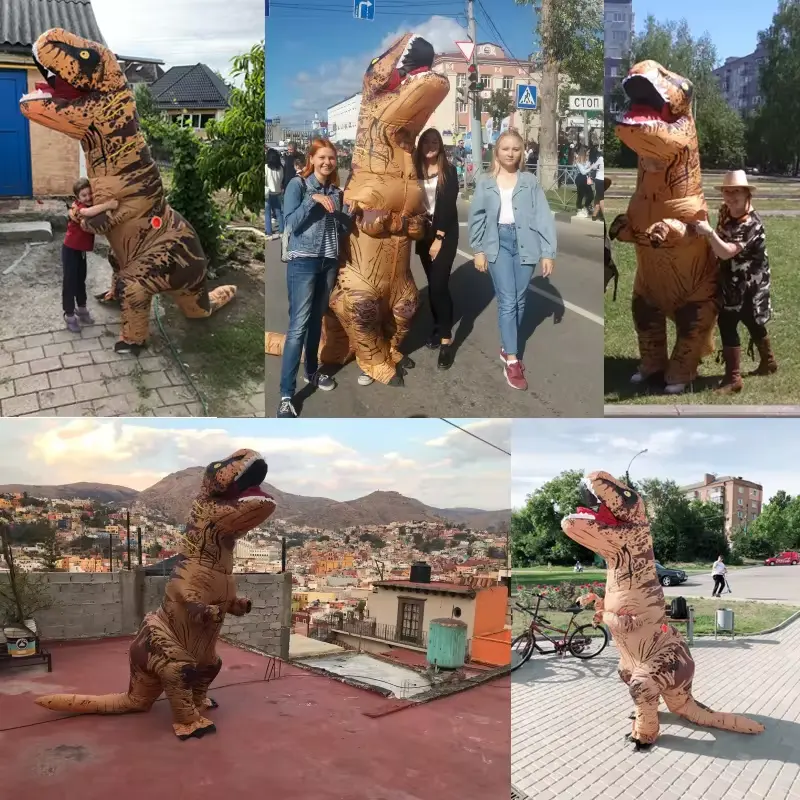 Party Funny Performance Inflatable Suit Tyrannosaurus Rex Inflatable Suit Costume Role-playing Fancy Halloween Mascot Costume