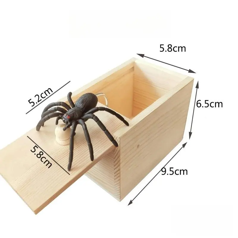 Trick Spider Fun Horror Box Wooden Spider Hidden Box Halloween Fun Horror Toy Home Office Horror Trick Toy Box Bounce Spider