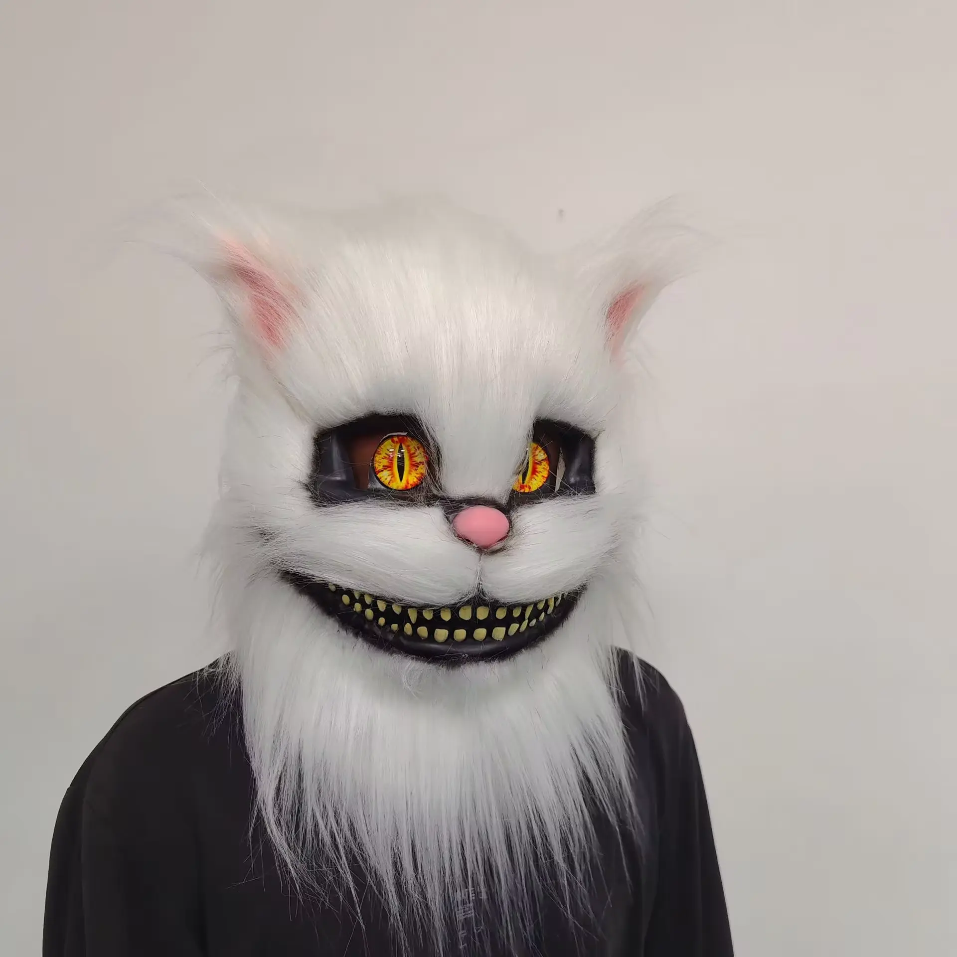 White Cat Headgear Animal Latex Mask Standing Style Animal Latex Cat Headgear Mask Halloween Party Costume Props Supplies