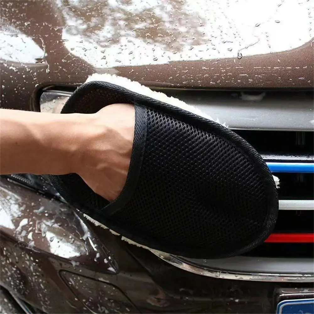Car Washing Gloves Imitation Wool Velvet Paint Wiping Car Washing Gloves Car Washing Tools Waxing Thickening Wiping Gloves