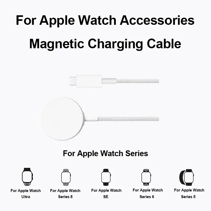 1M USB Wireless Magnetic Portable Refer to Series 8 7 6 SE 5 Fast Magnetic Charging Cable for Apple Watch Wireless Charger