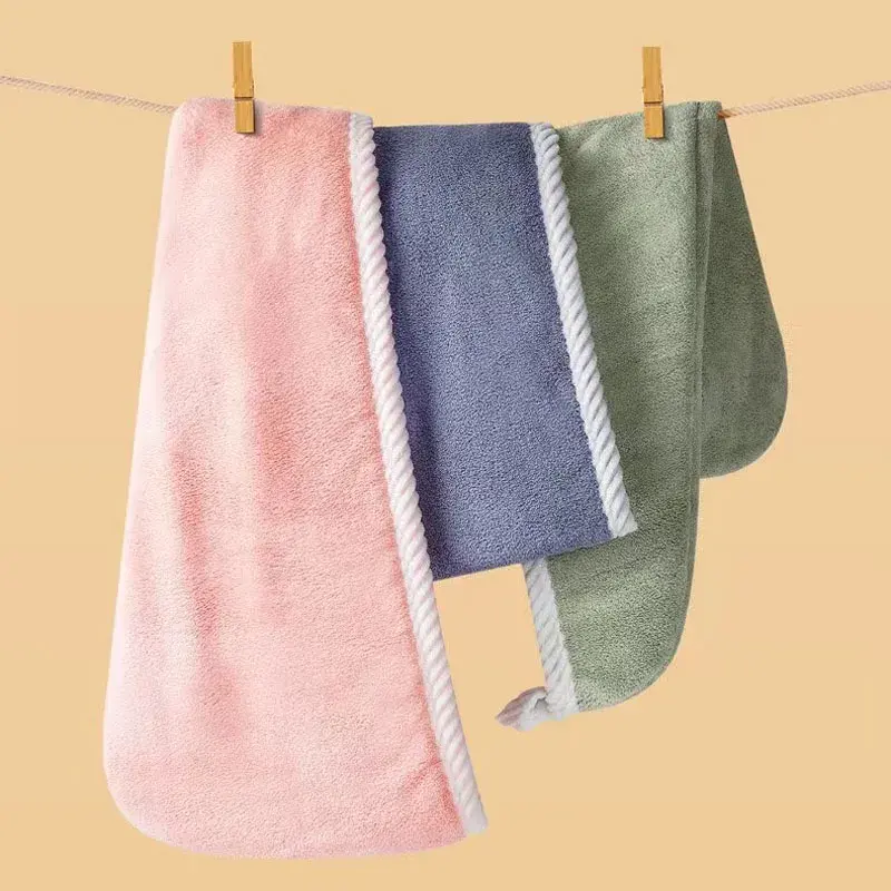 Coral Plush Dry Hair Cap Double Layered Thickened Women Water Absorbing Quick Drying Hair Wiping Towel Bath Cap Headband Towels
