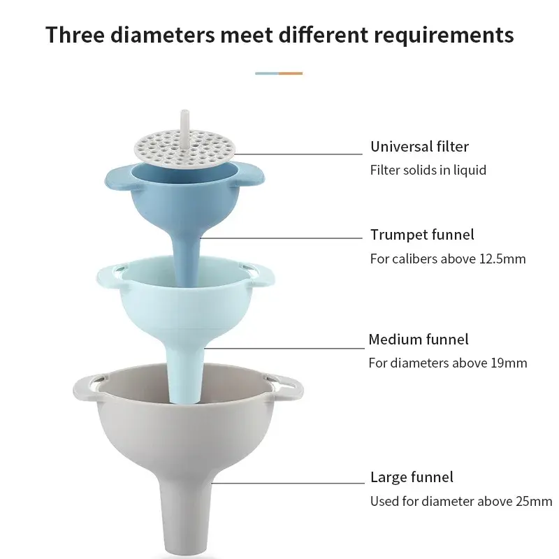 Four In One Multi Functional Funnel Combination Set for Filtering Oil Pot Impurities Kitchen Oil Pouring Funnel Liquid Filter