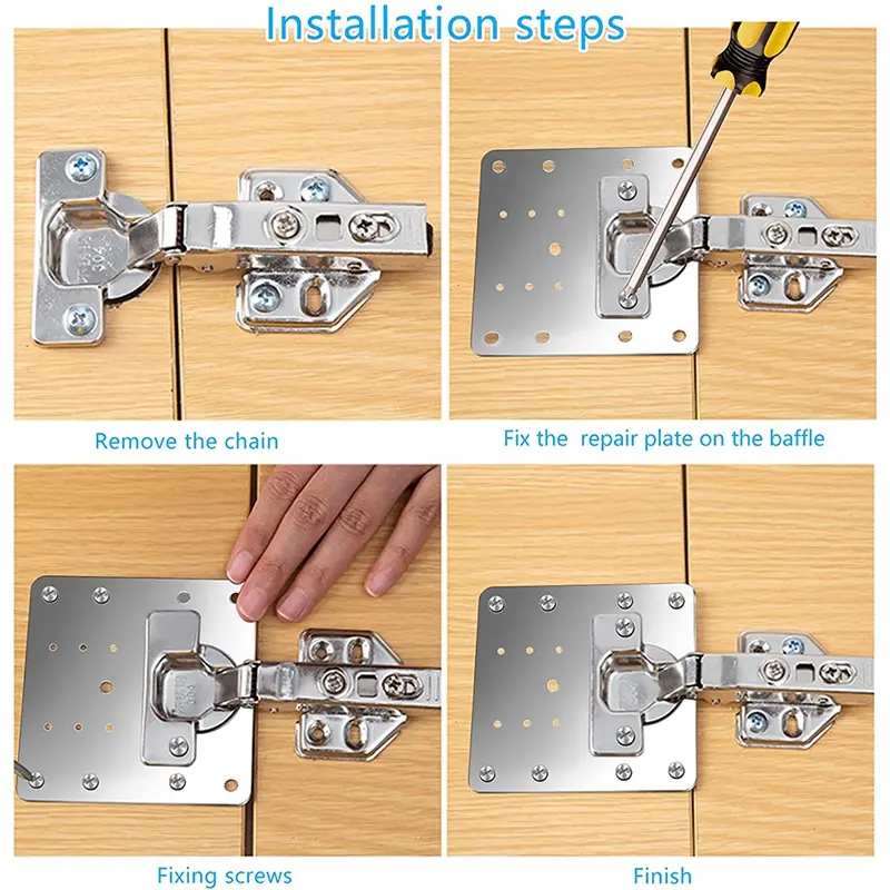 2/4Pcs Kitchen Cabinet Door Hinge Installation Plate Cabinet Hinge Repair Plate Kit Cabinet Door Fixing Tools Installation Plate