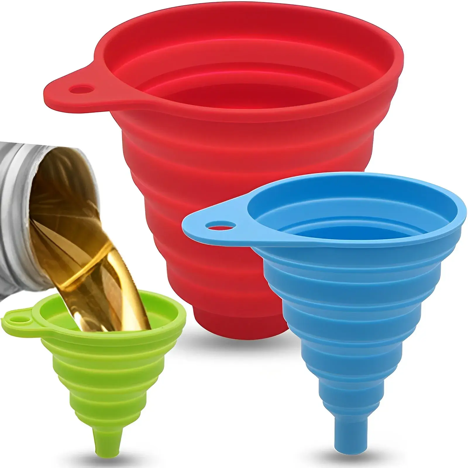 Portable Engine Funnel Universal Silicone Liquid Funnel for Cars Easy to Clean Foldable Car Oil and Gasoline Replacement Funnel