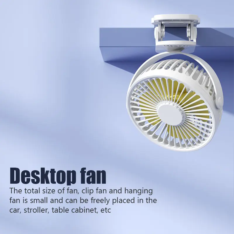 Portable Fan Mini Silent Fan USB Charging Desktop Fan 1200mAh Office Desk Desktop Fan Student Dormitory Adjustable Clip on Fan