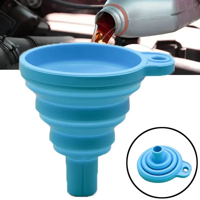 Portable Engine Funnel Universal Silicone Liquid Funnel for Cars Easy to Clean Foldable Car Oil and Gasoline Replacement Funnel