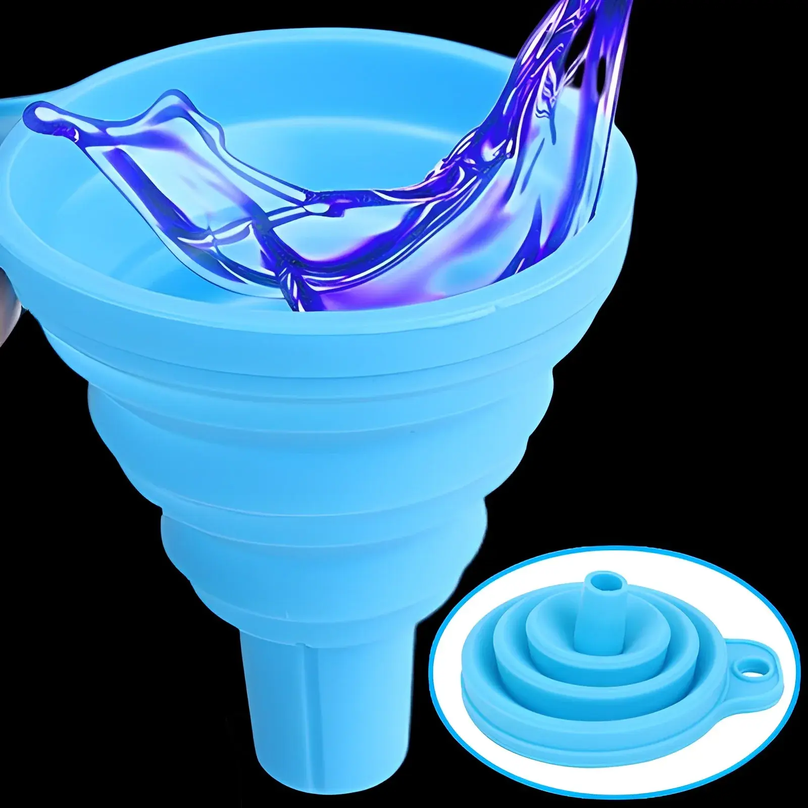 Portable Engine Funnel Universal Silicone Liquid Funnel for Cars Easy to Clean Foldable Car Oil and Gasoline Replacement Funnel
