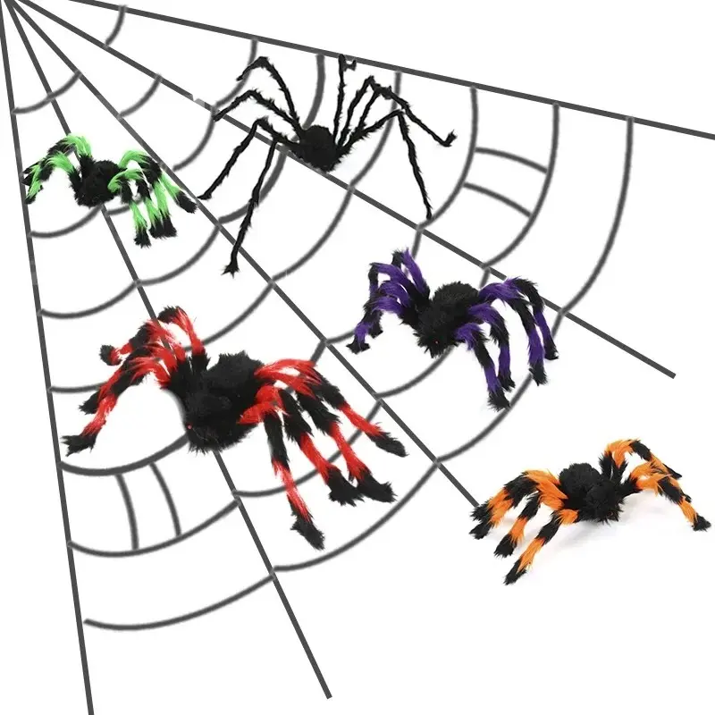 Halloween Big Plush Spider Horror Halloween Decoration Party Props Outdoor Big Spider Decoration Ghost House Horror Props Spider