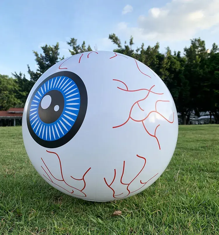 Large Halloween Inflatable LED Remote Control Illuminated Pumpkin Eyeball Balloon Haunted House Outdoor Decoration Horror Prop