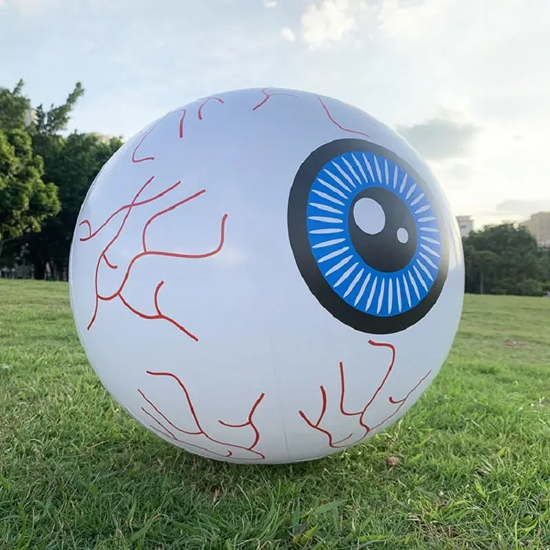 Large Halloween Inflatable LED Remote Control Illuminated Pumpkin Eyeball Balloon Haunted House Outdoor Decoration Horror Prop