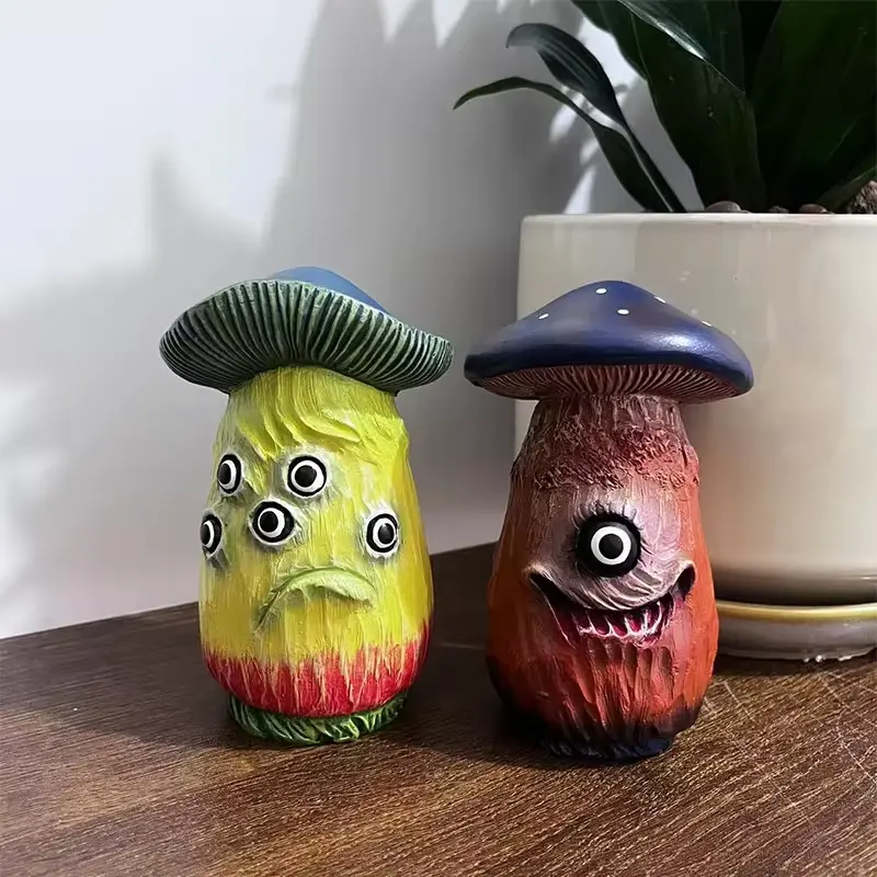 Halloween Creative Skeleton Mushroom Sculpture Monster Resin Craft Small Statues Home Garden Office Desktop Decoration Gifts