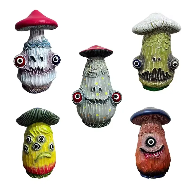 Halloween Creative Skeleton Mushroom Sculpture Monster Resin Craft Small Statues Home Garden Office Desktop Decoration Gifts