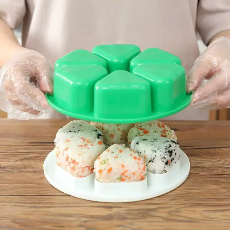 6 in1 Japanese Triangle Rice Vegetable Roll Making Mold Non Sticky DIY Plastic Triangle Sushi Making Mold Japanese Bento Box