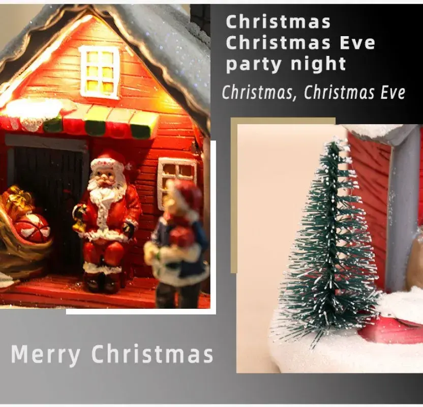 Winter Snow Christmas Village Architecture Santa Claus Home Rural Residential Desktop Christmas House Bedroom Desktop Decoration