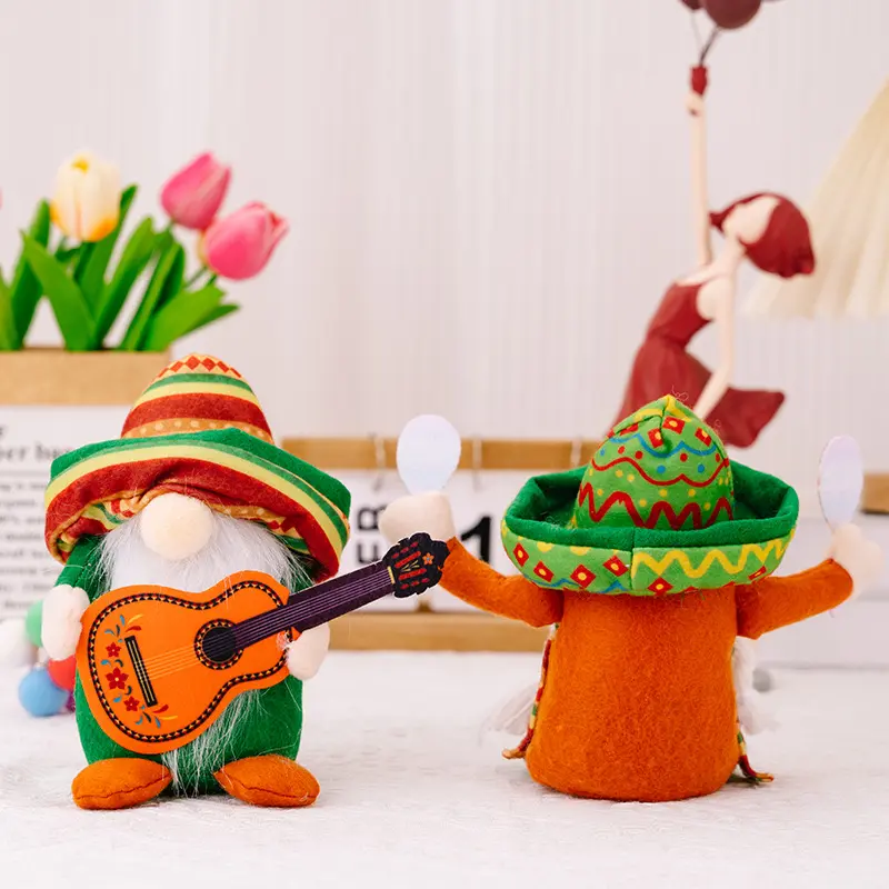 Mexican Carnival Dwarf Doll Party Decoration Straw Hat Faceless Doll Decoration Hawaiian Style Happy Straw Hat Doll Gift