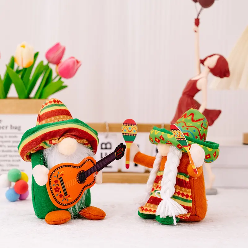 Mexican Carnival Dwarf Doll Party Decoration Straw Hat Faceless Doll Decoration Hawaiian Style Happy Straw Hat Doll Gift