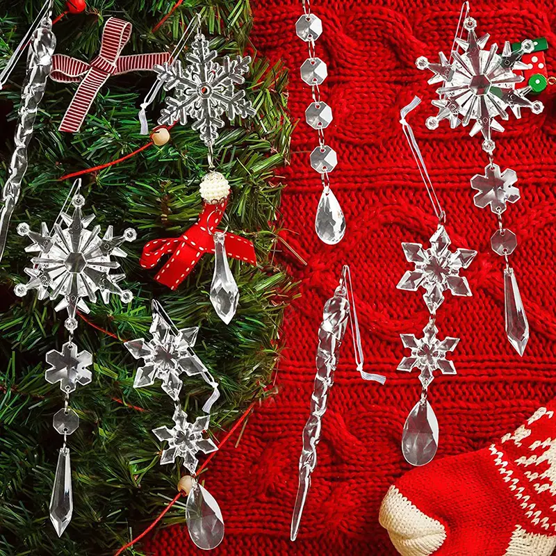 Christmas Tree Transparent Snowflake Imitation Ice Pendant Acrylic Pendant Christmas Wedding Event Decoration Crystal Pendant