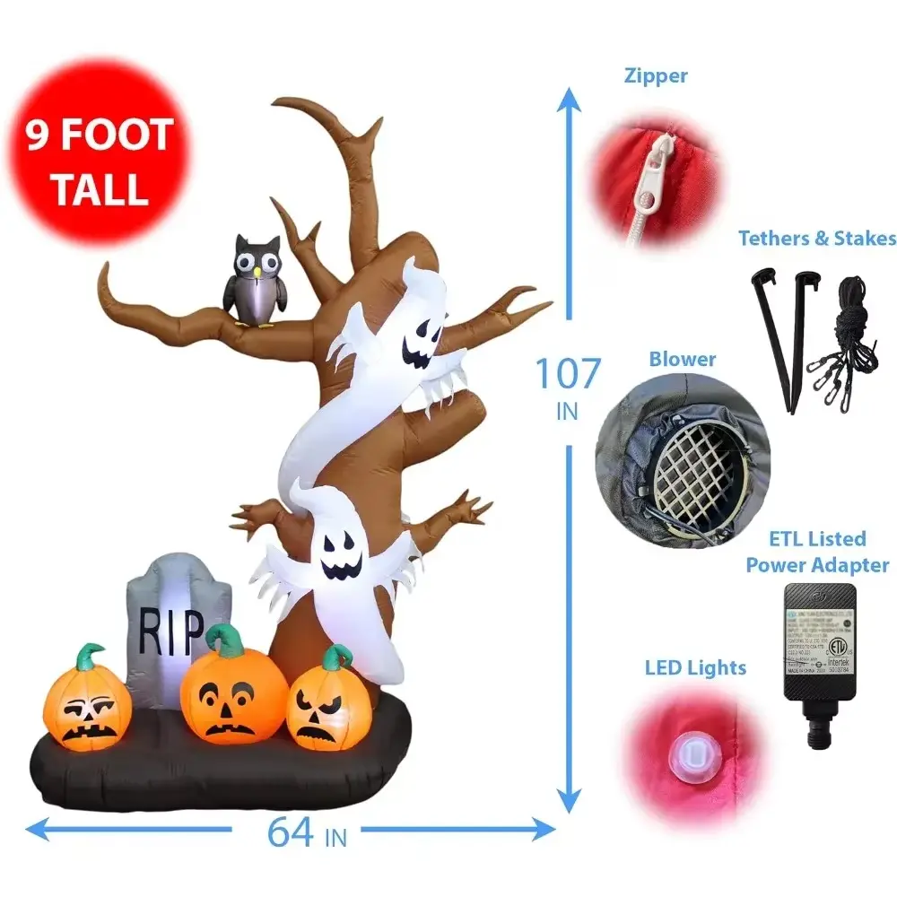 Halloween Party Decoration Ghost Tree Pumpkin Owl Tombstone Combination Ghost Balloon LED Outdoor Courtyard Horror Decoration