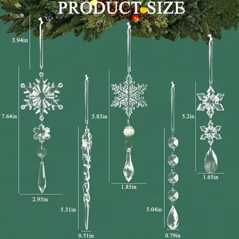 Christmas Tree Transparent Snowflake Imitation Ice Pendant Acrylic Pendant Christmas Wedding Event Decoration Crystal Pendant