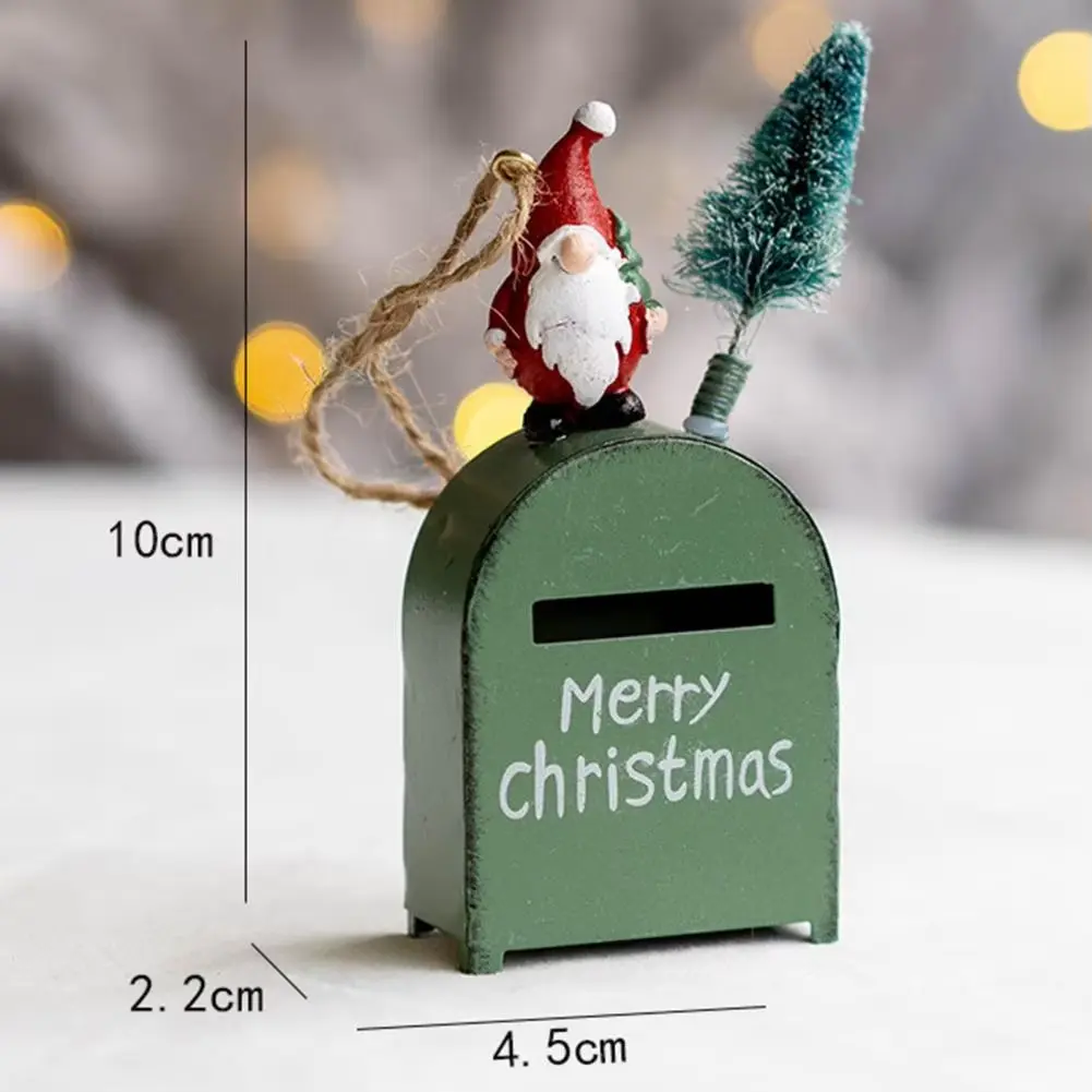 Christmas Tree Decoration Pendant Santa Claus Exquisite Cartoon Iron Mail Box House Pendant Decoration Christmas House Pendant