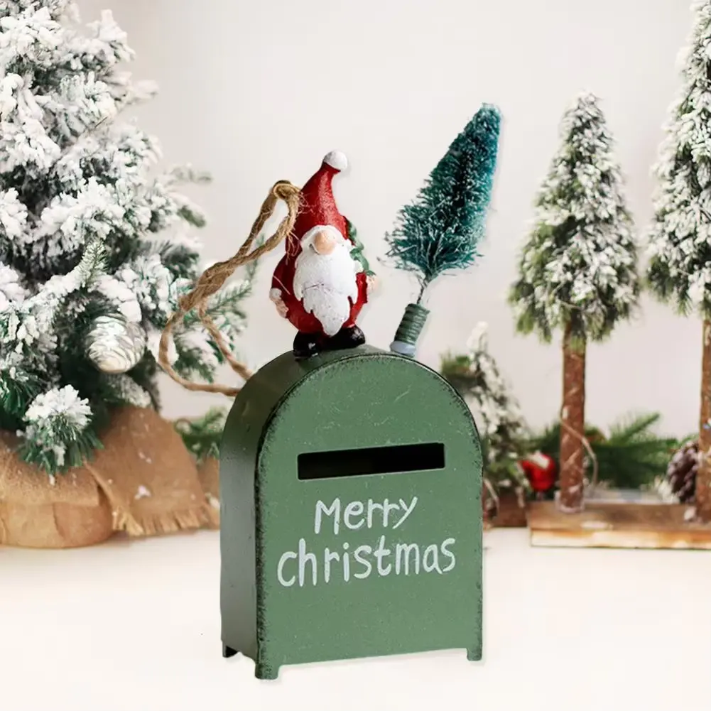 Christmas Tree Decoration Pendant Santa Claus Exquisite Cartoon Iron Mail Box House Pendant Decoration Christmas House Pendant